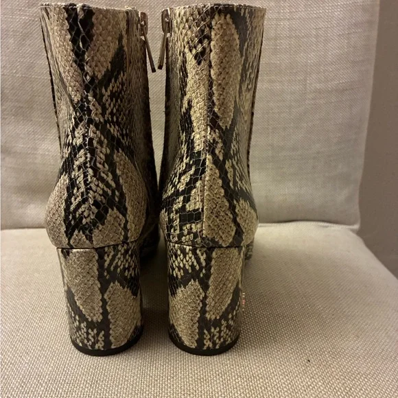 Sam Edelman Snake-Print Pointed Ankle Boots - Beige & Black - Picture 10 of 10